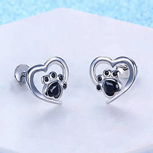 Cute Animal Cat Dog Footprints Shape Stud Earrings